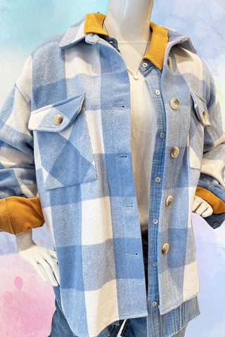 Lined Blue/Ivory Plaid Shacket | JQ Clothing Co.