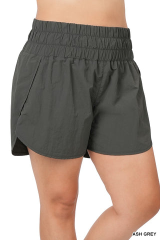 Plus Windbreaker Smocked Waistband Shorts | JQ Clothing Co.