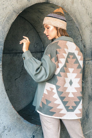 Aztec Back Button Shacket | JQ Clothing Co.