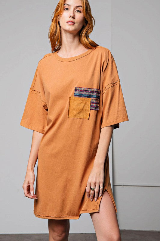Double Pocket Printed T Shirt Dress | JQ Clothing Co.