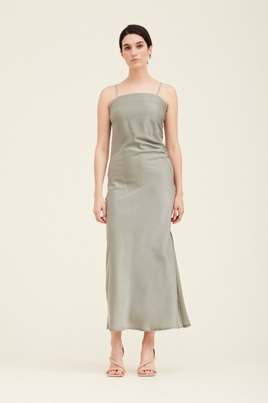Gathered Side Sage Slip Dress | JQ Clothing Co.