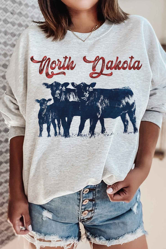 North Dakota Cattle Graphic Sweatshirt | JQ Clothing Co.