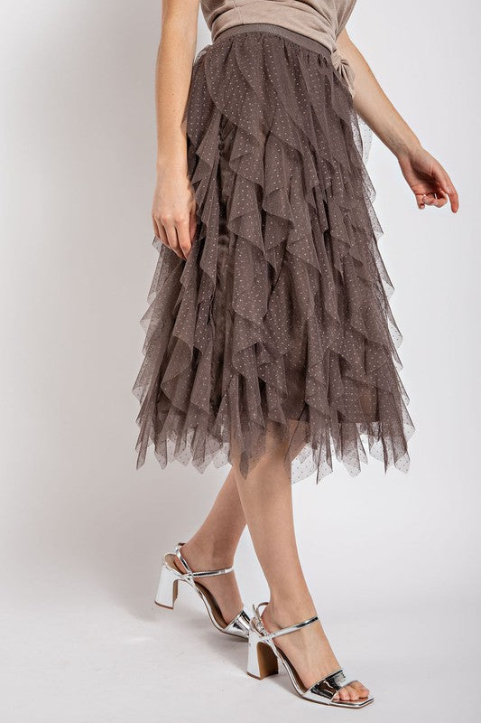 Ash Tulle Layered Midi Skirt
