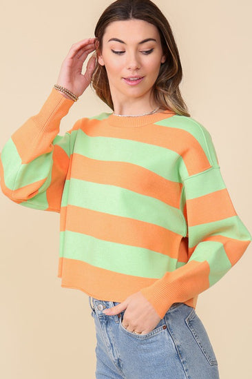Orange and Lime Striped Sweater | JQ Clothing Co.