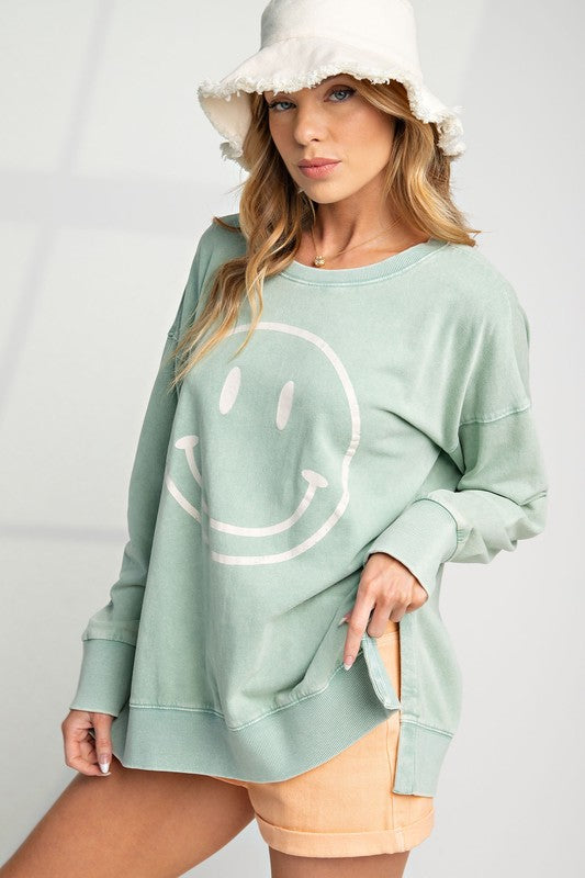 Washed Smiles Crewneck Sweatshirt | JQ Clothing Co.