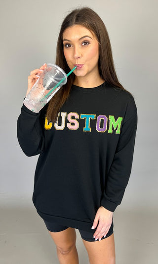 Chenille Lettering 'Medora' GRaphic Crew | JQ Clothing Co.