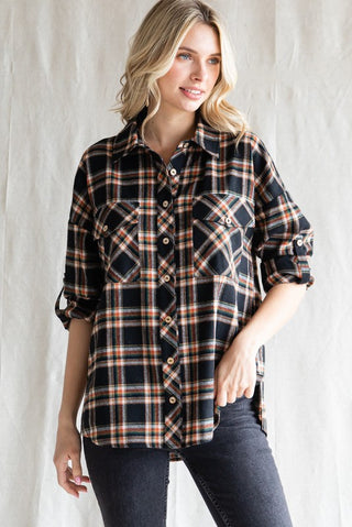 Plaid Long Roll-Up Sleeve Shirt