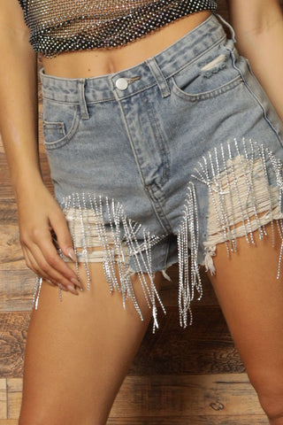 Denim Short with Jewel Fringe | JQ Clothing Co.