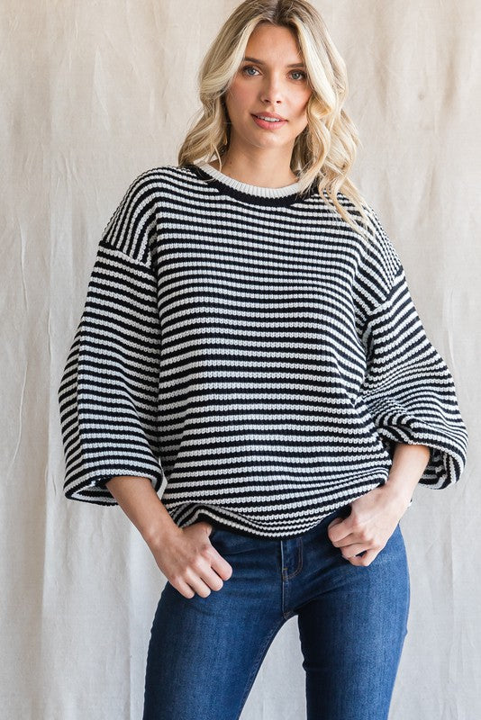 Striped Oversized Knit Sweater | JQ Clothing Co.