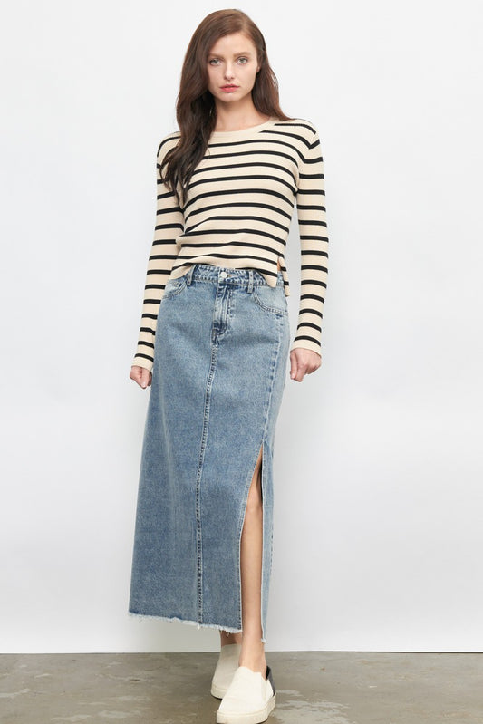 Denim Maxi Skirt w/Side Slit | JQ Clothing Co.