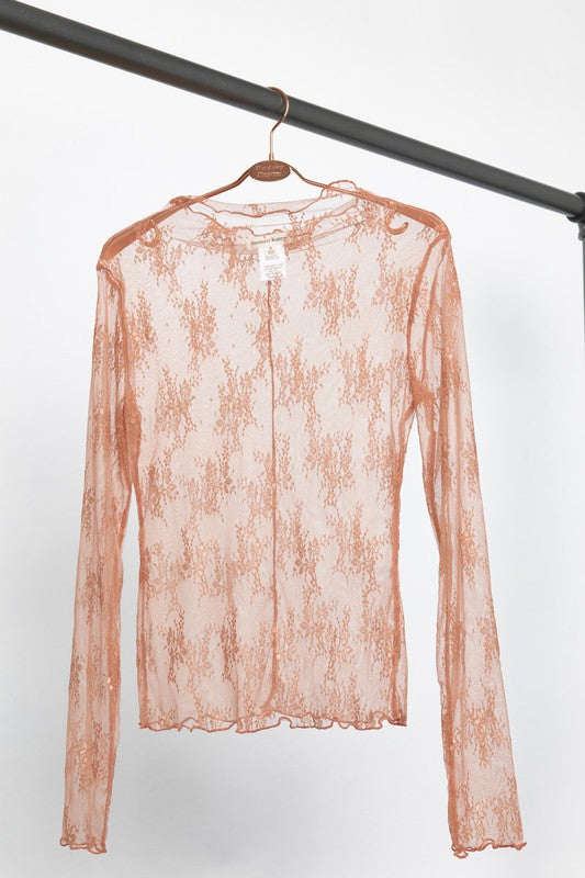 Sheer Lace Long Sleeve Top | JQ Clothing Co.