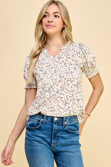 Pretty In Print Ivory Blouse | JQ Clothing Co.
