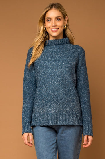 Turtleneck Teal Knitted Sweater | JQ Clothing Co.