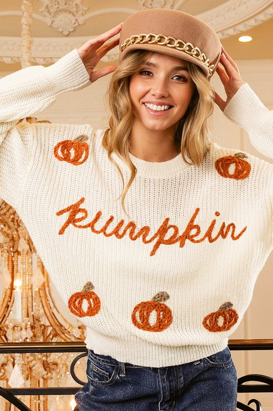 Pumpkin Stitched Knit Crewneck | JQ Clothing Co.