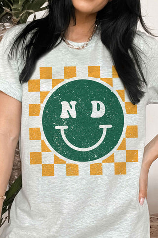 Checker ND State Happy Face Tee | JQ Clothing Co.