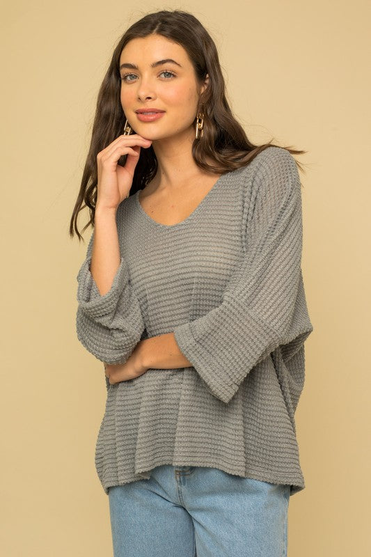 Gray Waffle Knit Comfy Top | JQ Clothing Co.