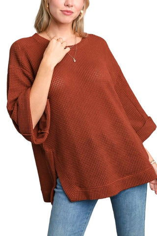 Whimsy Waffle Knit 3/4 Sleeve Top | JQ Clothing Co.