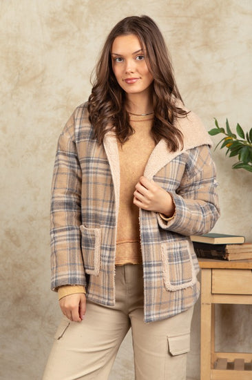 Faux Fur Lined Plaid Shacket | JQ Clothing Co.