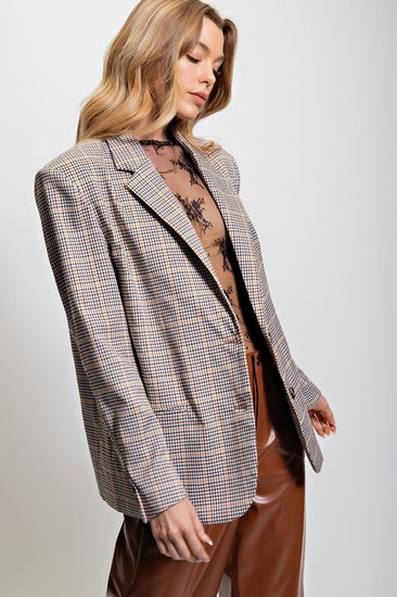 Feeling Bossy Brown Plaid Blazer | JQ Clothing Co.
