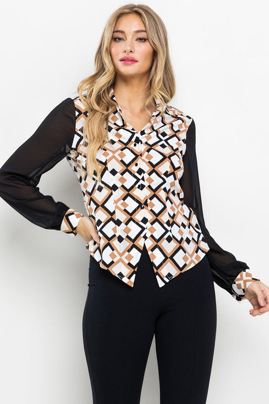 Taupe Neutrals Check Print Top | JQ Clothing Co.