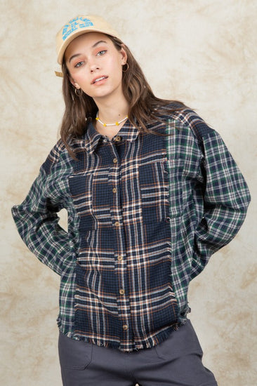 Contrasted Panel Button Front Plaid | JQ Clothing Co.Contrasted Panel Button Front Plaid | JQ Clothing Co.