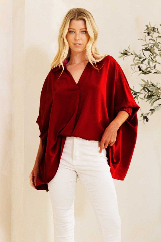 Perfect Red Dolman Oversized Blouse | JQ Clothing Co.