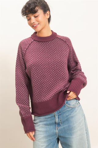 The Patterned Mock Neck Sweater
