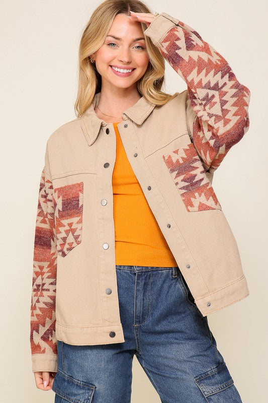 Aztec Sleeve Button Front Jacket | JQ Clothing Co.Aztec Sleeve Button Front Jacket | JQ Clothing Co.
