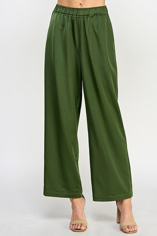 Green Satin Loose Fit Pants | JQ Clothing Co.