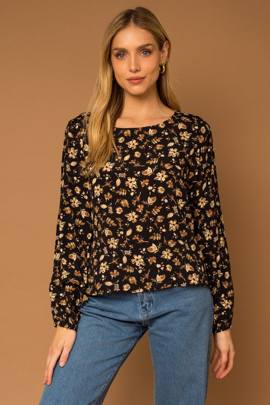 Ditsy Black Floral Printed Blouse | JQ Clothing Co.