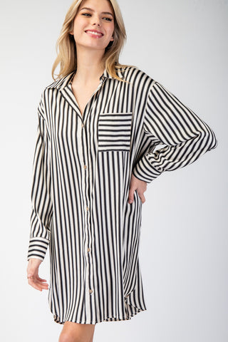 Practical Stripe Shirt Mini Dress | JQ Clothing Co.