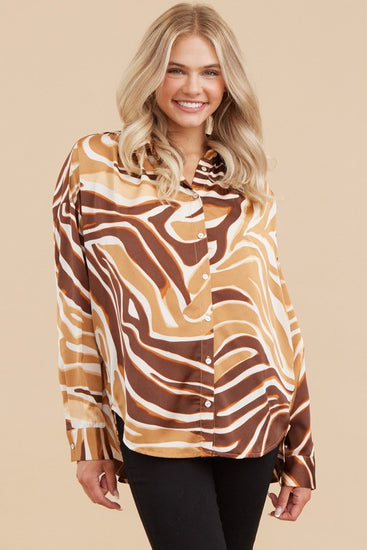 Peanut Butter Swirl Long Sleeve Blouse | JQ Clothing Co.