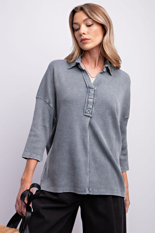 Boxy Washed Thermal Top | JQ Clothing Co.