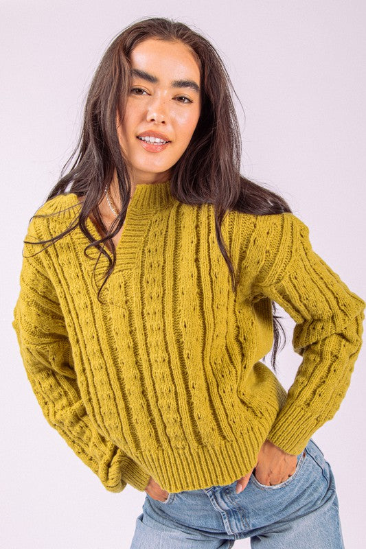 V-Neck Moss Cozy Sweater | JQ Clothing Co.