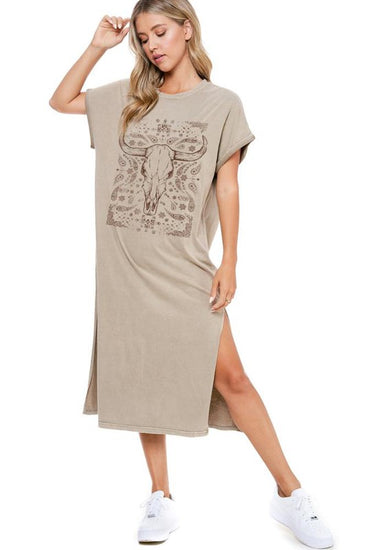 Vintage Longhorn Graphic Tee Dress | JQ Clothing Co.