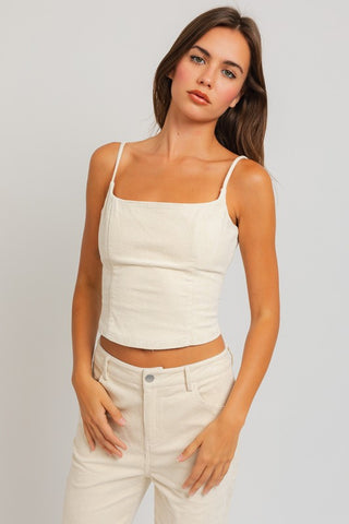 Cream Ribbed Basic Layering Tank | JQ Clothing Co.