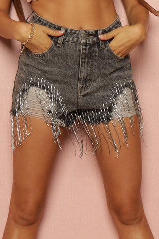 Denim Short with Jewel Fringe | JQ Clothing Co.