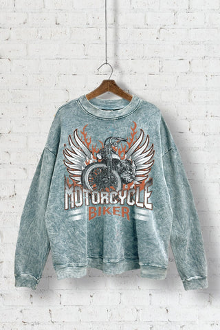 Motorcycle Biker Washed Sweatshirt | JQ Clothing Co.