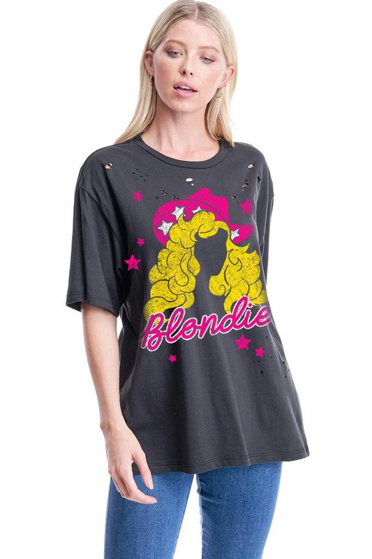 Blondie Distressed Oversized Graphic Tee | JQ Clothing Co.