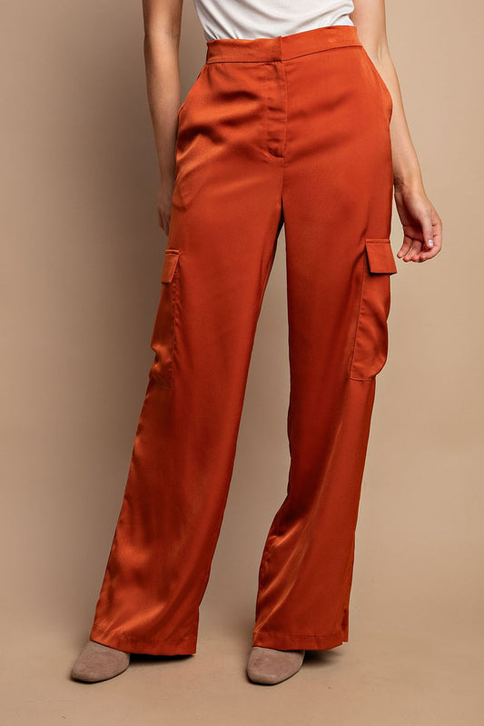 Falls Satin Cargo Pants w/Side Pockets | JQ Clothing Co.