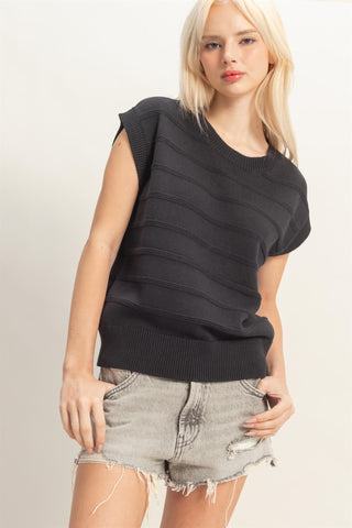 Textured Round Neck Dolman Sleeve Top