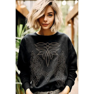 Western Boots Toe Stitched Sweatshirt