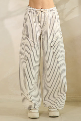 Striped Baggy Pants w/Side Pockets