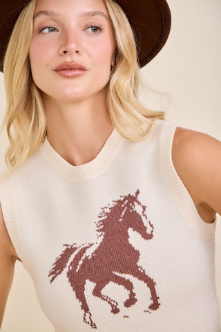 Horse Graphic Knit Vest, view 2