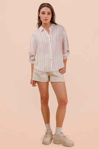 Roll Up Half Sleeve Stripe Shirt