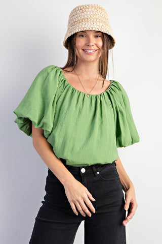 Bubble Sleeve Linen Top