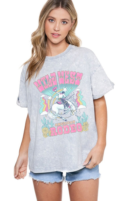 Wild West Rodeo Graphic Washed Top | JQ Clothing Co.