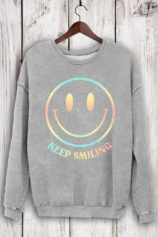 Keep Smiling Face Mineral Sweatshirt | JQ Clothing Co.