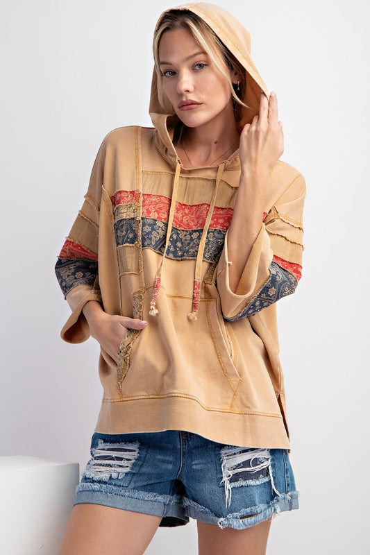 Mix Print Mineral Washed Hoodie Pullover | JQ Clothing Co.