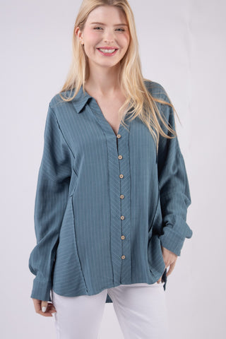 Oversized Striped Linen Shirt